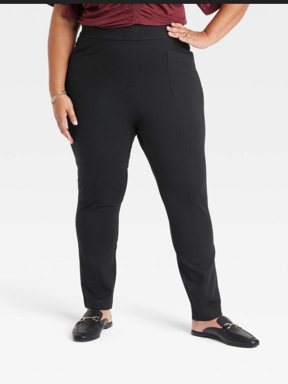 Ava & Viv Black Pull-On Slim Ponte Pants